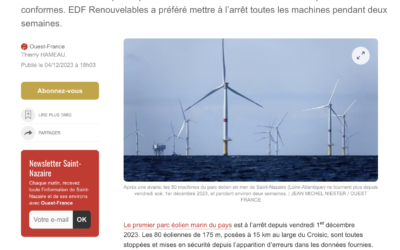 Les 80 éoliennes du parc éolien marin de Saint-Nazaire mises à l’arrêt
